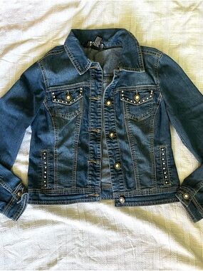 Baccini Dark Blue Studded Jean Jacket